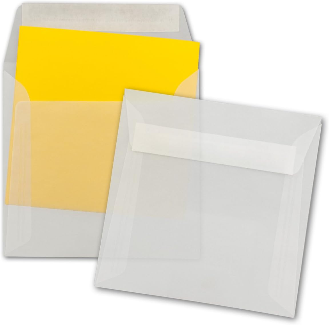 NEUSER PAPIER 50 envelopes in transparent square format 16 x 16 cm 92 grams/m² self-adhesive without window