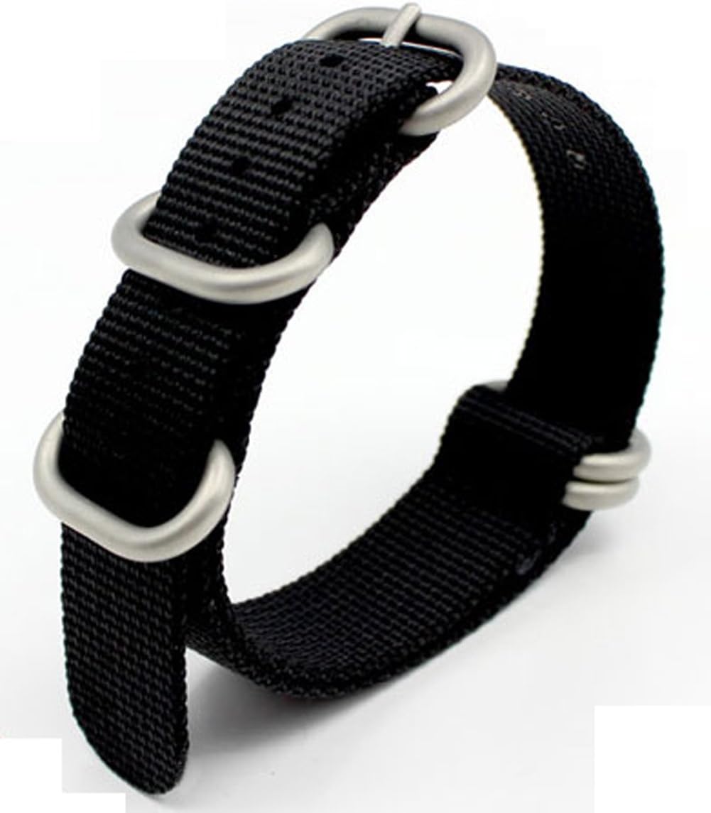 High Quality Zulu Watch Band Nato Strap Thick and Soft Nylon Material Heavy Duty (Black, 18mm)