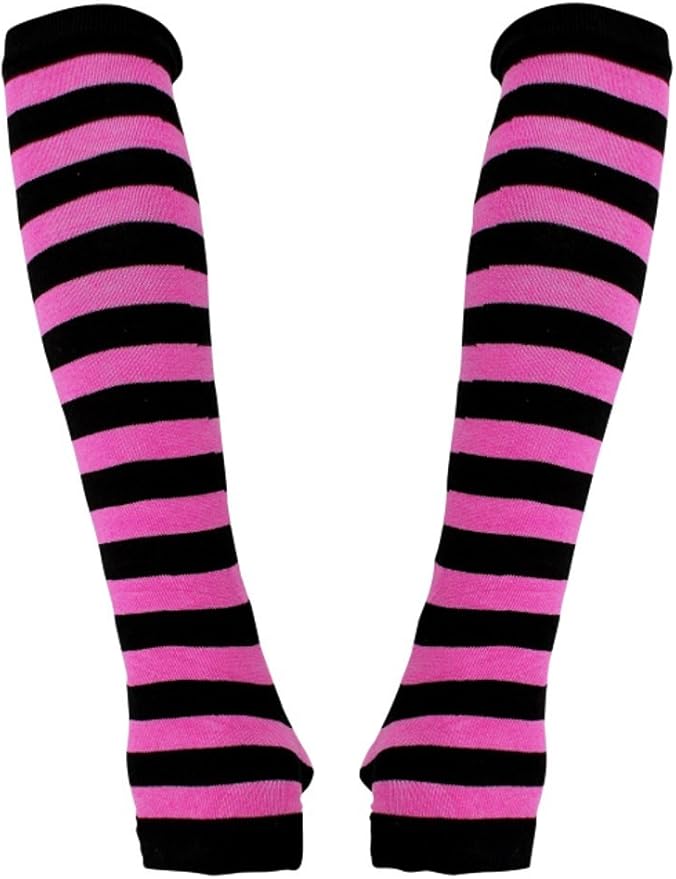 Pink and black striped arm warmers Amazon.co.uk Clothing