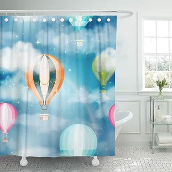 Amazon Com Spxubz Hot Air Balloon In The Blue Sky With Stars And