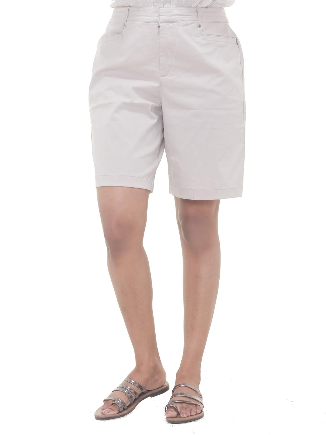 twist womens white solid cotton lycra strech shorts free shipping