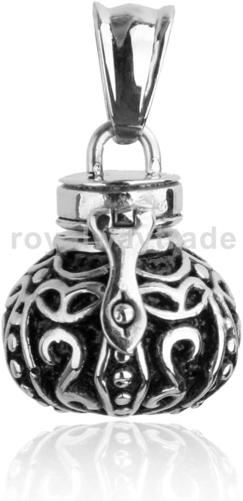 Stainless Steel Carved Jar Shape Cremation Urn Keepsake Memorial Pendant New