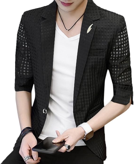 Amazon Co Jp Snoneテーラード ジャケット メンズ 7分袖 スーツ生地 ホワイト Tシャツ 付き 服 ファッション小物