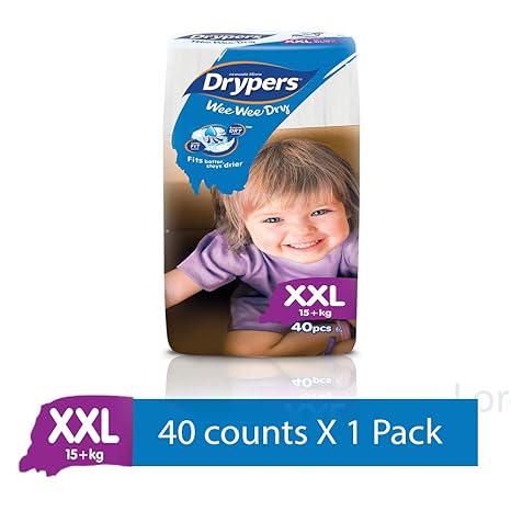 Drypers Wee Wee Dry XX Large Sized Diapers (40 Counts)(Taped Diaper)