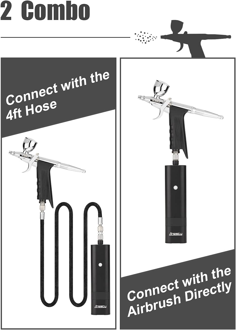 Anesty AHPPro High Pressure Cordless Airbrush Kit, Portable Airbrush Compressor,Connect Air Hose Compressor for Makeup,Cake Decoration,Barber, Painting Model,Painting Nail: Arts, Crafts & Sewing