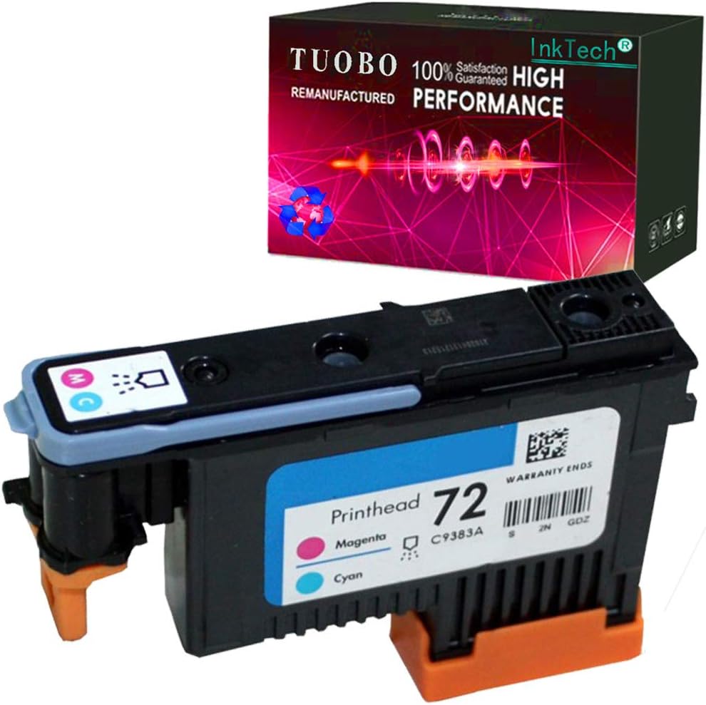 Tuobo H-P 72 Remanufactured printheads C9380A C9383A C9384A with Updated Chips Compatible with H-P Designjet T610 T620 T770 T790 T1100 T1120 1200 T1300 T2300 Printer (Magenta/Cyan)