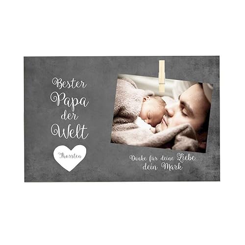 Memoboard grau I Fotogeschenk I Papa I vintage I 28x20cm I Foto I originelle Geschenkidee I shabby I Landhausstil I Holzschil