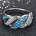 Junxin 925 Sterling Silver Wave Hollow Ring,Women and Man Wedding Engagement Promise Rings,Blue Cz rings to Show You Unlimited Beauty and Self confidence(Size 9)