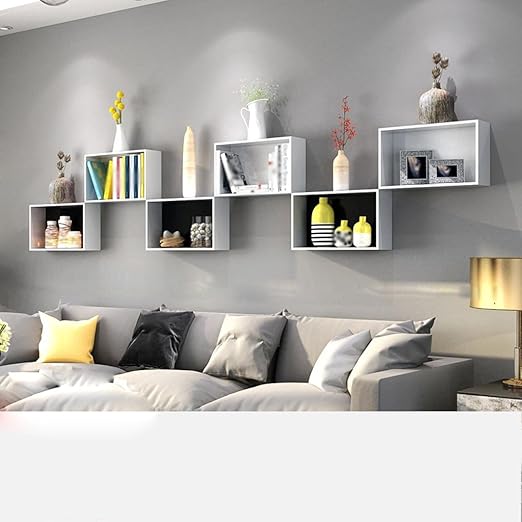 Estantes De Pared De Julio 6 Cajas Rectangulares En La Rejilla De