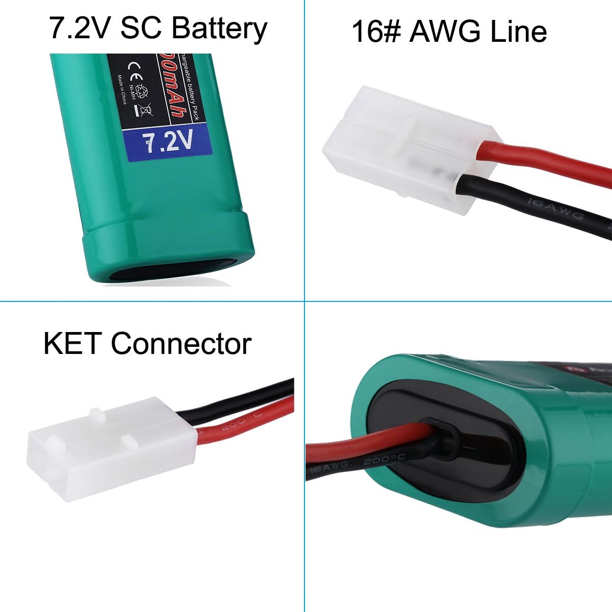 Powerextra 7.2V 3600mAh High Capacity Rechargeable 6-Cell NiMH Battery Pack Low-self Discharge with Standard Tamiya Connectors Compatiable RC Cars, RC Truck, RC Airplane, RC Helicopter, RC Boat: Home Audio & Theater