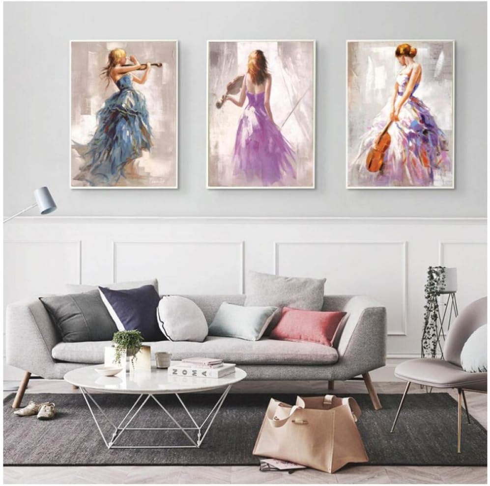 XIXISA Modern Abstract Portrait Posters and Prints Wall Art Canvas Painting The Violin Player Decorative Pictures for Living Room Decor 5070cm No Frame