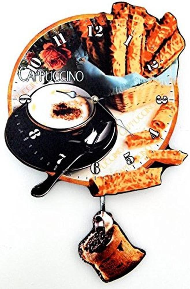 WALL CLOCK CAPPUCCINO PENDULUM KITCHEN CLOCK MODERN NEW