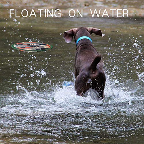 DLDER Dog Flying Discs, Squeaky & Floating Flyer Toys Pack of 2 Interactive Frisbee (Camouflage + Colored Feather Pattern) - Thumbnail 4