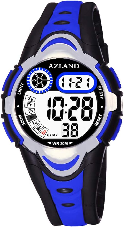 AZLAND 3 Multiple Alarms Reminder Sports Kids Wristwatch Waterproof Boys Girls Digital Watches Camo (3 Alarms, for Age 4-12)
