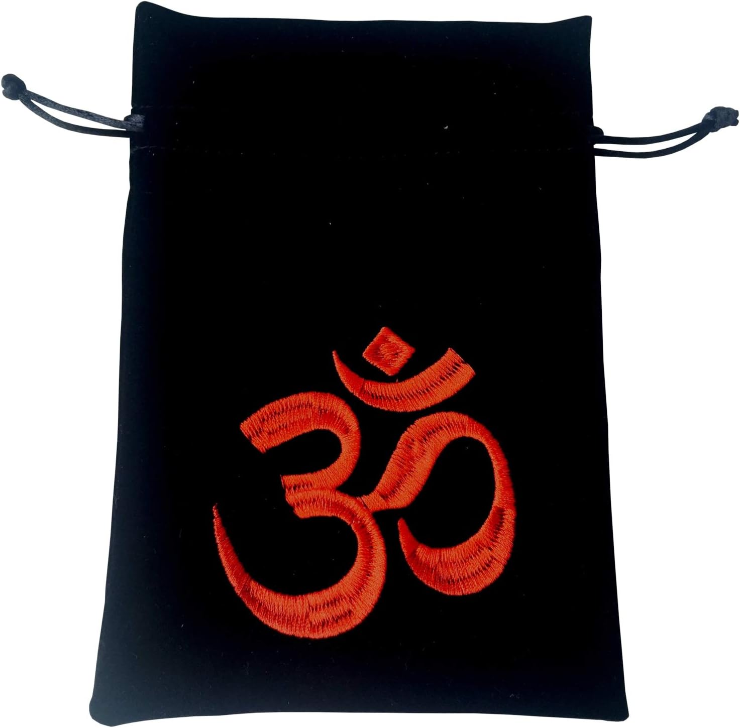 FindSomethingDifferent Embroidered Om Aum Black Velvet Tarot Bag 18x13cm