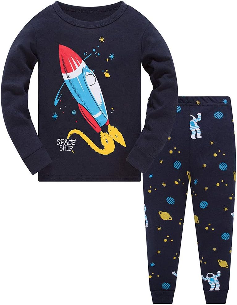 Boys Pyjamas Sets Nightwear Cotton Toddler Clothes Kids Astronaut Shark Space Sleepwear Long Sleeve Pjs 2 Piece Outfit Xmas Gift