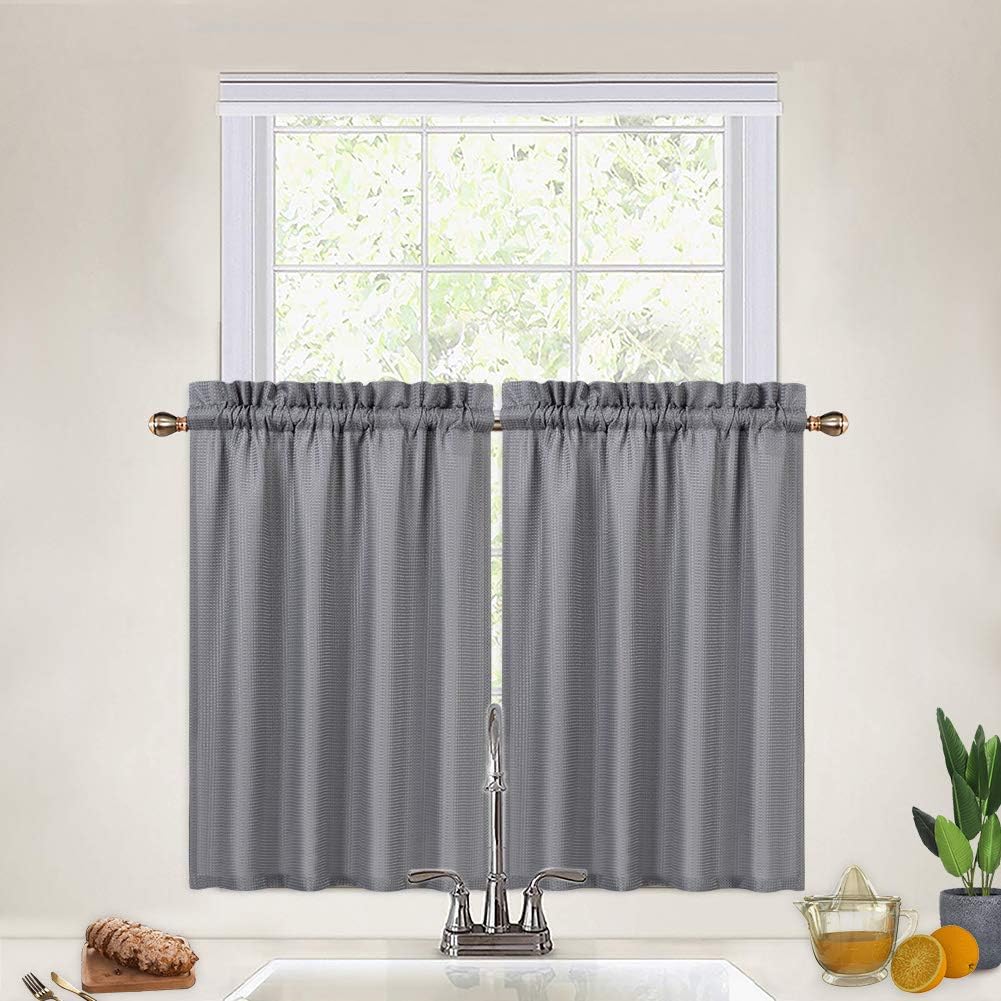 Amazon Com Caromio Grey Tier Curtains For Kitchen 36 Inch Length