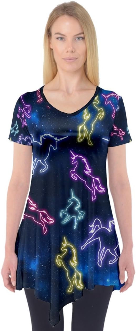 PattyCandy Womens Comfy T Shirt Floral Unicorn Hawaii & Universe Printed Short Sleeve Tunic Top, XS-5XL