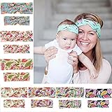 PGXT Parent Child Bow Floral Soft Turban Headband Head Wrap Knotted Hair Band