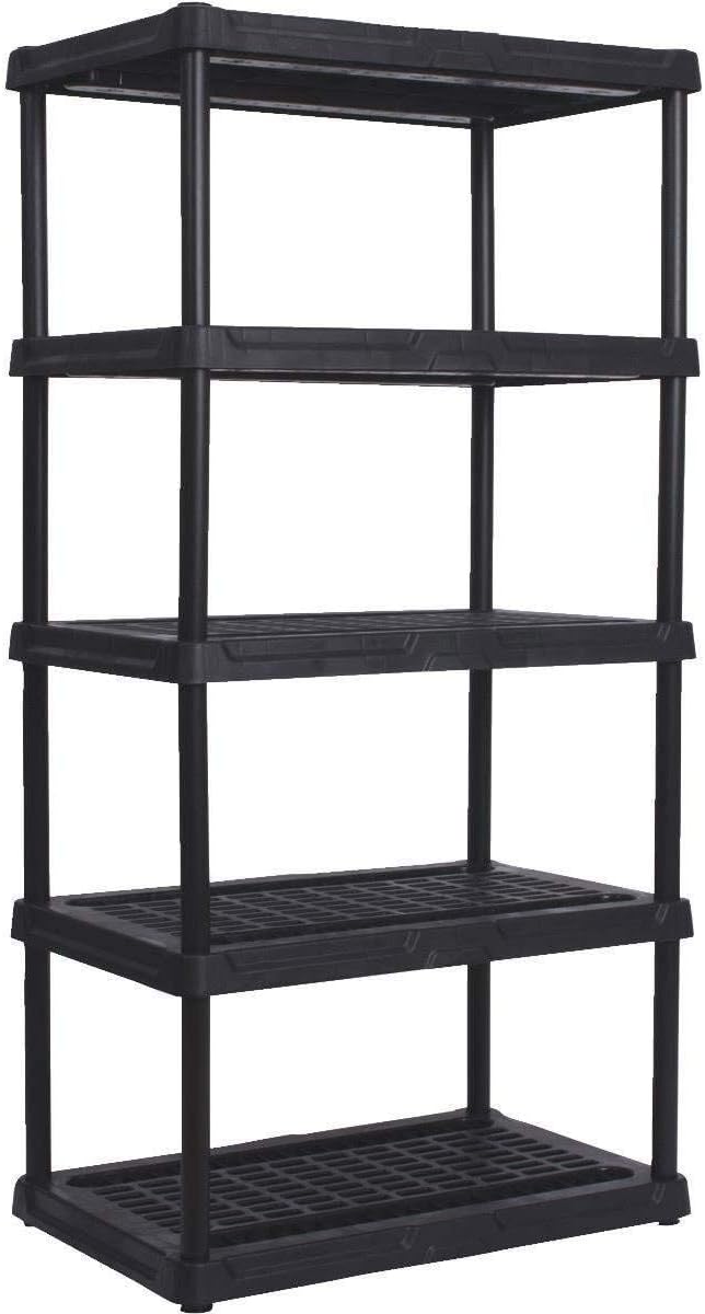Contico Plastic Shelving, 5 Shelves, 36185BK, Black, 72" H