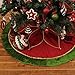 Valery Madelyn 48 inch Traditional Red Green Gold Christmas Tree Skirt with Flower Design,Themed with Christmas Ornaments (Not Included)