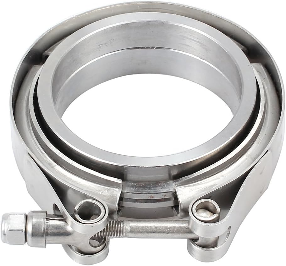 Universal 2.5" 63mm Inch V-band Clamp Turbo Downpipe Exhaust Clamp Stainless with 2 Female Male Flange