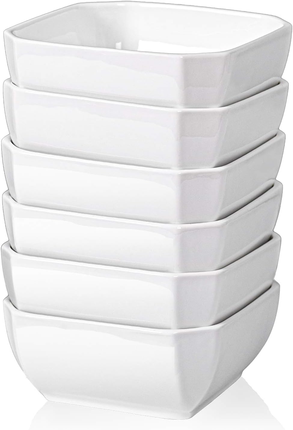 Delling Ultra-Strong 20 Oz Ceramic Soup Bowls - Square Cereal Bowls Set of 6, Snack/Rice Bowls for Soup, Dessert, Rice, White: Kitchen & Dining