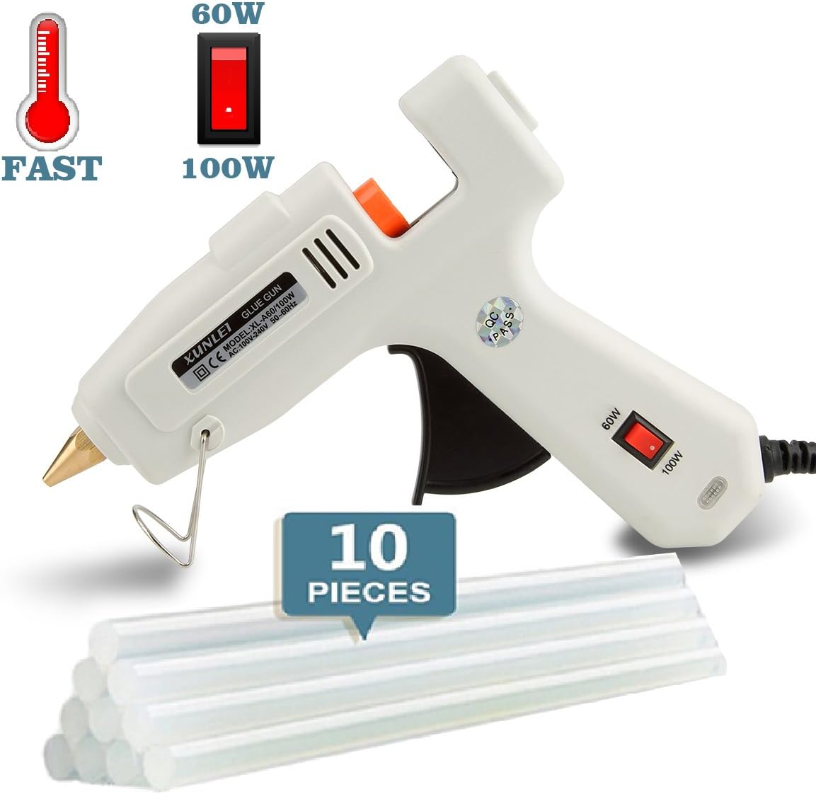 Hot Glue Gun with Glue Sticks for Crafts Dual Temp Glue Gun Kit Dual Power Arts Craft Diy 100W 60W Full Size Diy Projects