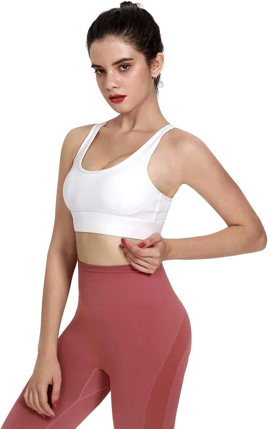 youyou High Support Racerback Sports Bra for Women Padded Longline