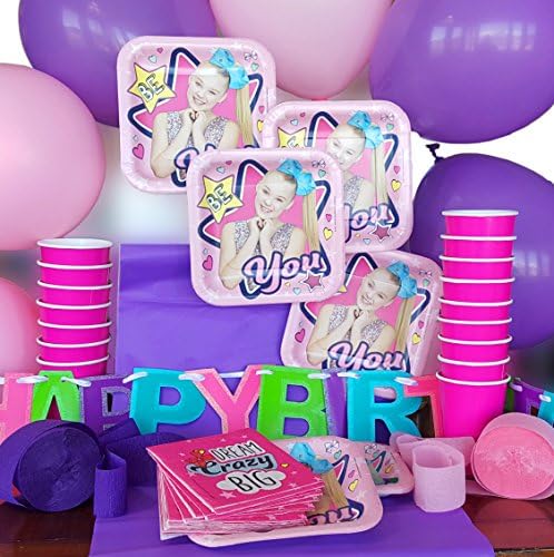 JoJo Siwa Party Supplies Plates Cups Napkins Tablecloth & Decorations Serves 16
