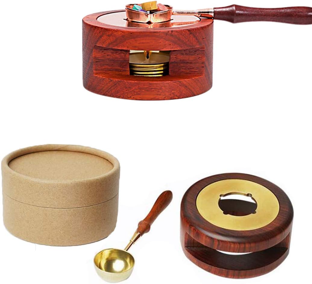 Vintage Wax Seal Warmer Melting Kit Wax Beads Melting Furnace Stove Pot and Melting Spoon for Arts Crafts Wax Seal Stamp Tool DIY