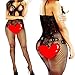 Daisland 2 Women Lingerie Mesh Fishnet Sleepwear Bodystocking Babydoll Bodysuit (1 Black 0313 1 Black 018, Plus)