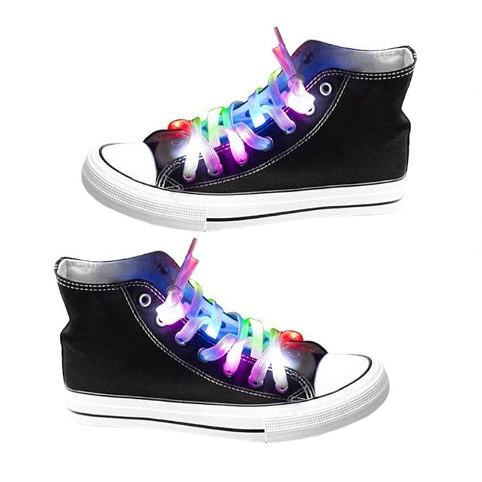 OFKPO 1 Paar LED Schnürsenkel,Nylon Schnürsenkel mit 10 LED für Hip-hop/Party/Tanzen/Radfahren/Dekorationen