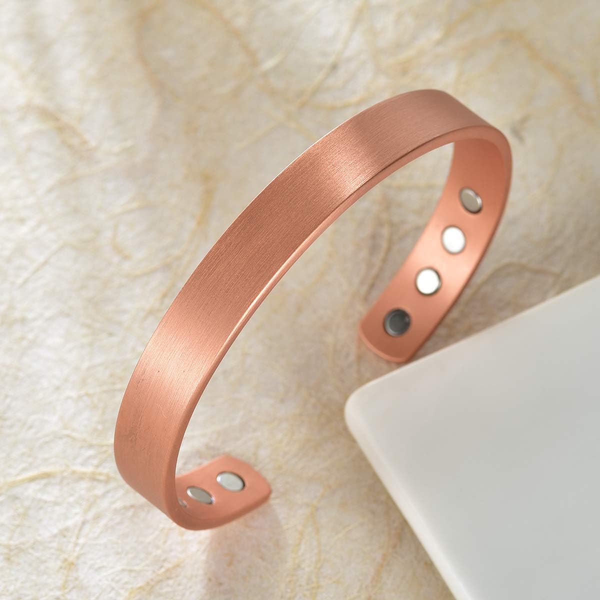 Gioieiieria Copper Bracelet for Women Men Arthritis Pain Relief Magnetic Therapy 3500 Gauss Strong Magnets Adjustable 2PCS Cuff Bracelet Gift: Health & Personal Care