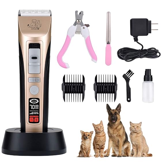 Hundeschermaschine 5-Geschwindigkeit Haustier Schermaschine Wiederaufladbare Drahtlose Elektrische geräuscharm Tierhaarschnei