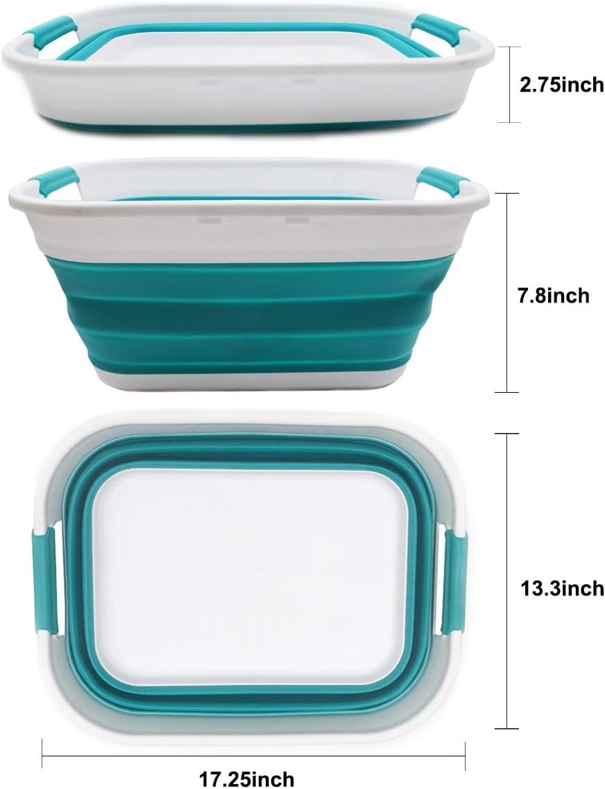 SAMMART 17.5L (4.6 Gallon) Small Collapsible / Foldable / Pop Up / Portable Washing Tub, Water Capacity 13.5L/3.5 Gallon (1, Bright Blue): Kitchen & Dining