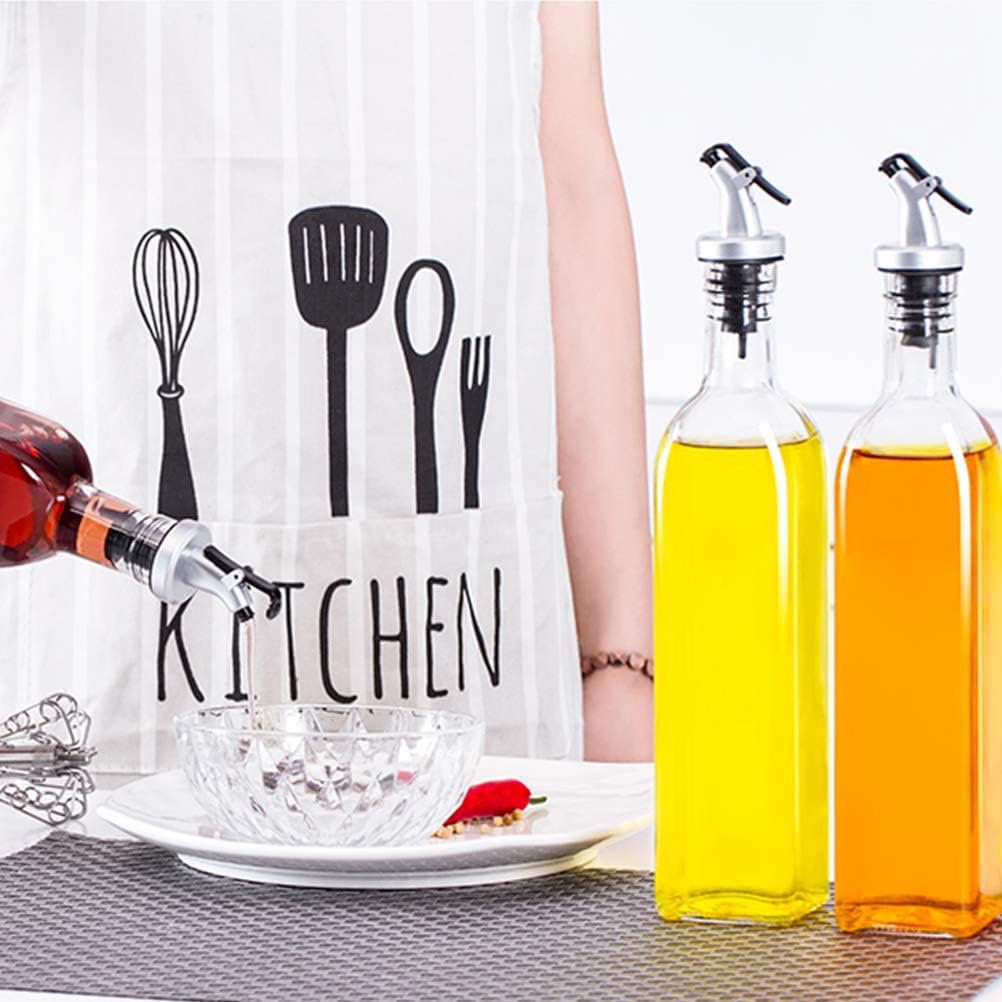 Tebery 4 Pack Oil and Vinegar Cruet Glass Bottles with Dispensers 17oz Oil and Vinegar Dispenser Set: Kitchen & Dining