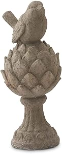 K&K Interiors 14405B 12.5 Inch Resin Bird On Artichoke Base, Brown