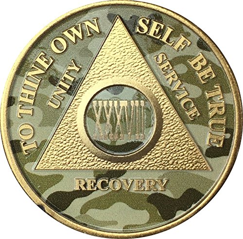 37 Year AA Medallion Camo Gold Plated Anniversary Chip Camouflage Color