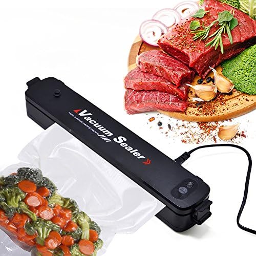 Vacuum Sealer Automatic Compact Vacuum Air Sealing Machine System for Vaccum and Seal Home Kitchen Food Cooking Packing Preservation and Storage Saver with 15pcs Free Sealer Bags -Black