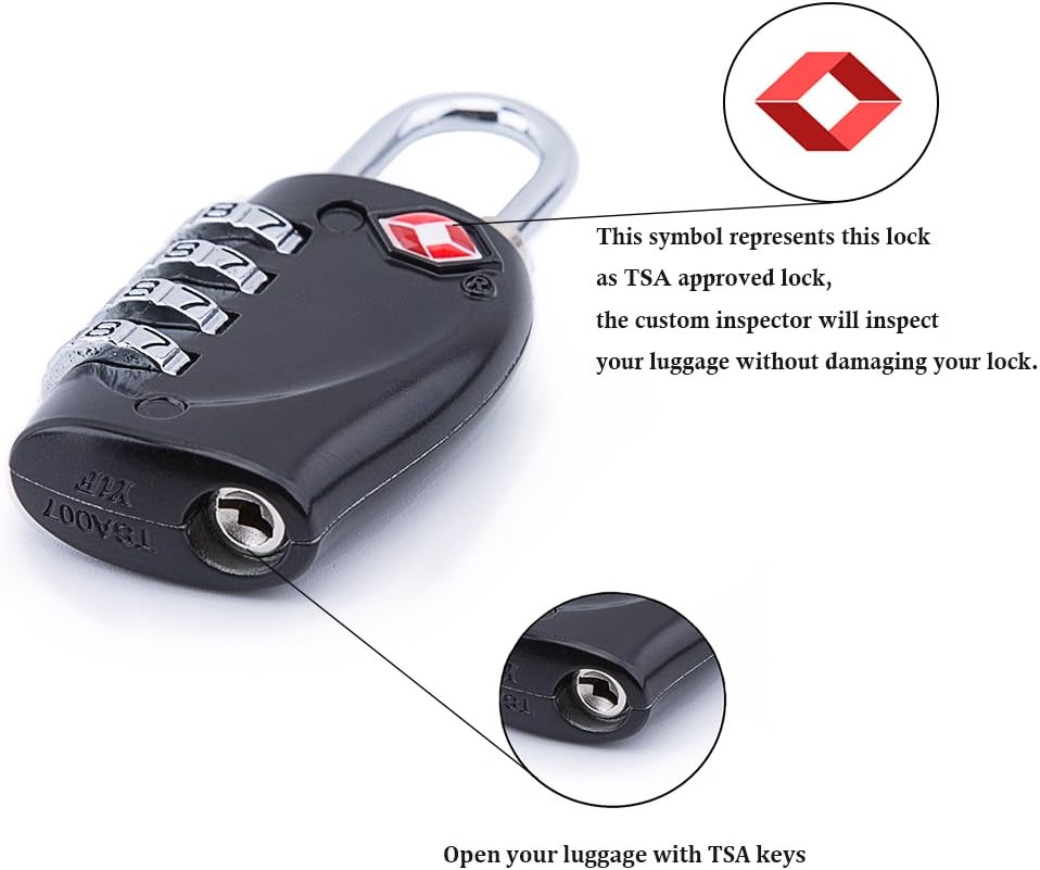 Intcrown Gym Lock 4 Digit Padlock TSA Approved Combination Lock for Luggage Suitcase Gym and Sports Lockers 2 Pack - - 