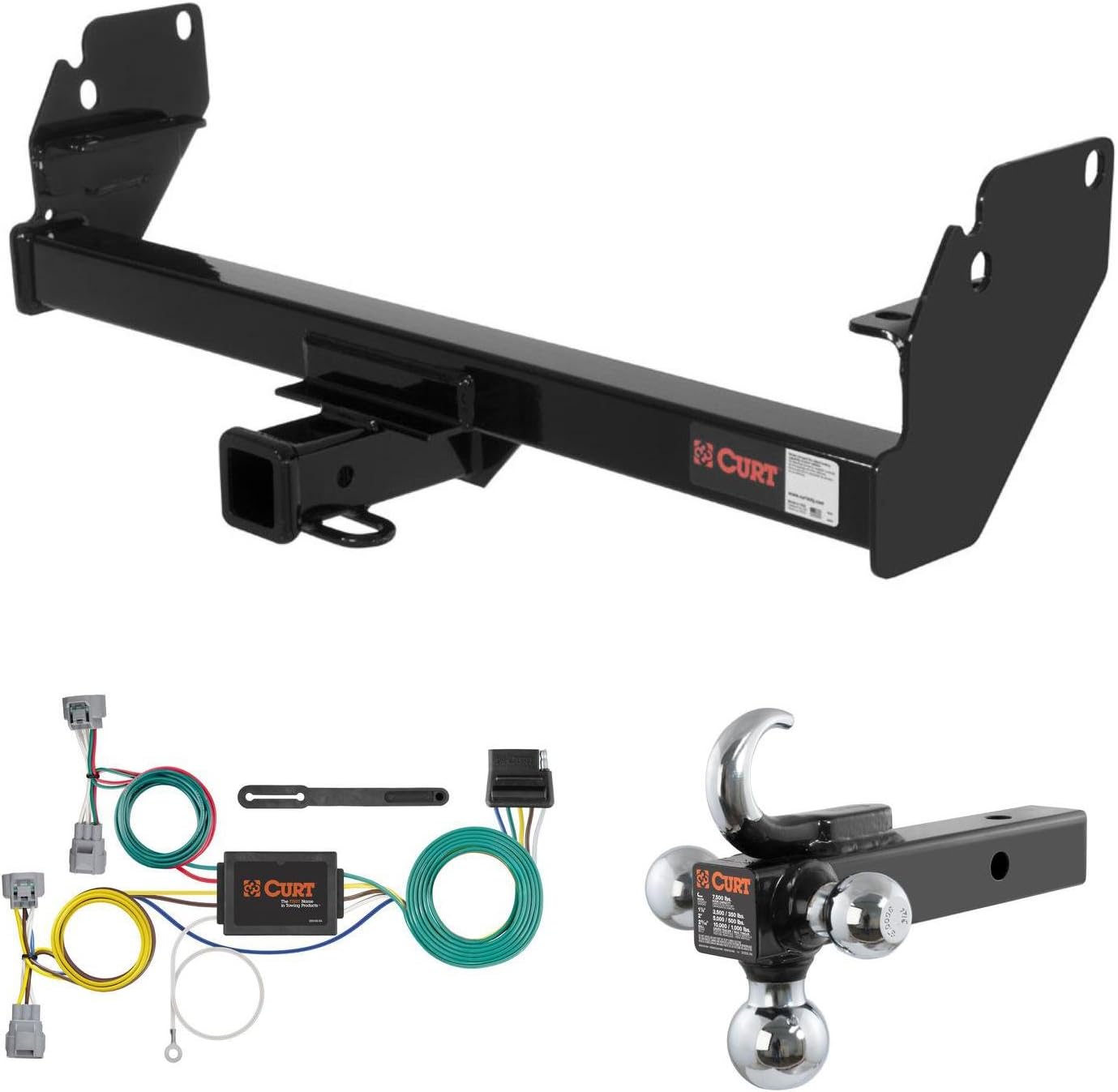 CURT Trailer Hitch, Wiring & w/ Tow Hook Ball Mount for 0515 Toyota Automotive CURT Trailer Hitch, Wiring & w/ Tow Hook Ball Mount for 0515 Toyota Automotive