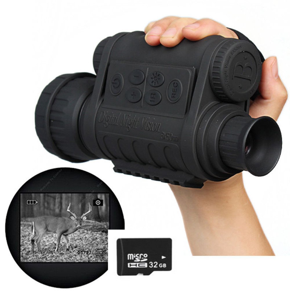 Boblov WG-50 6x50 Alcance Monocular de Visión Nocturna HD 720P 5MP (Con la tarjeta de TF32GB)