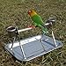 Bird Tabletop Perch Stand Stainless Steel Play Gym Playstand with Cups and Tray for Budgie Parakeet Cockatiel Conure (S)thumb 2