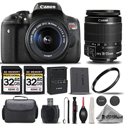 Canon EOS Rebel T6i SLR Camera + Canon EF-S 18-55mm IS STM Lens + 2 Of 32GB Class 10 SDHC Flash Memory Card + 58mm UV Protection Filter- All Original Accessories Included - International Version Canon EOS Rebel T6i SLR Camera + Canon EF-S 18-55mm IS STM Lens + 2 Of 32GB Class 10 SDHC Flash Memory Card + 58mm UV Protection Filter- All Original Accessories Included - In   ternational Version