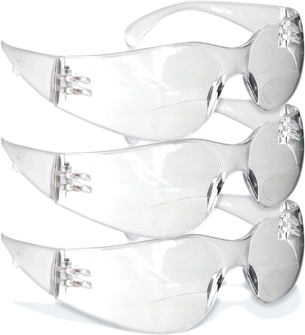 Rugged Blue Reader Safety Glasses Clear (3 Pair 2.5 Dopter