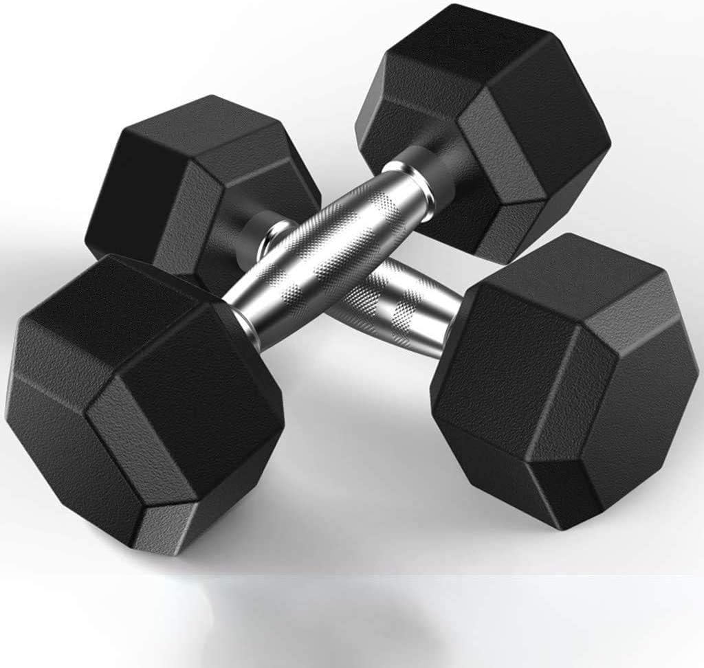 Barbell Hex Rubber Dumbbell With Metal Handle, Heavy Dumbbells for Muscle Toning, Strength Building, Weight Loss, Suitable for Home and Training Studio(Available in 5, 10, 20, 30, 50 lbs)