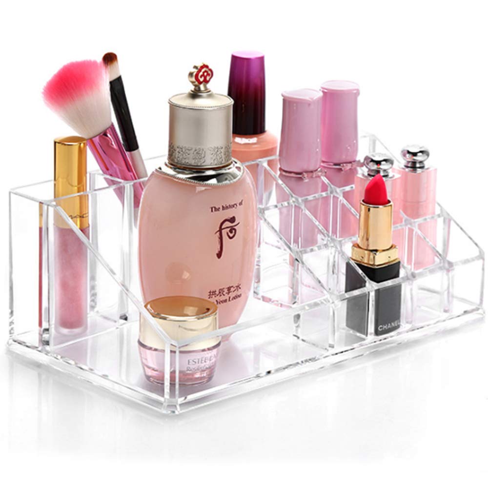 Tasybox Lipstick Makeup Brush Holder Organizer Clear Acrylic Makeup Palette Perfume Brushes Brow Pencil Cosmetic Beauty Storage Display Stand for Dresser Vanity Countertop Bathroom