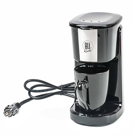 All Ride Kaffeemaschine für 1 Tasse, Keramik-Becher, Dauerfilter, Keramikbecher, 24V/250W