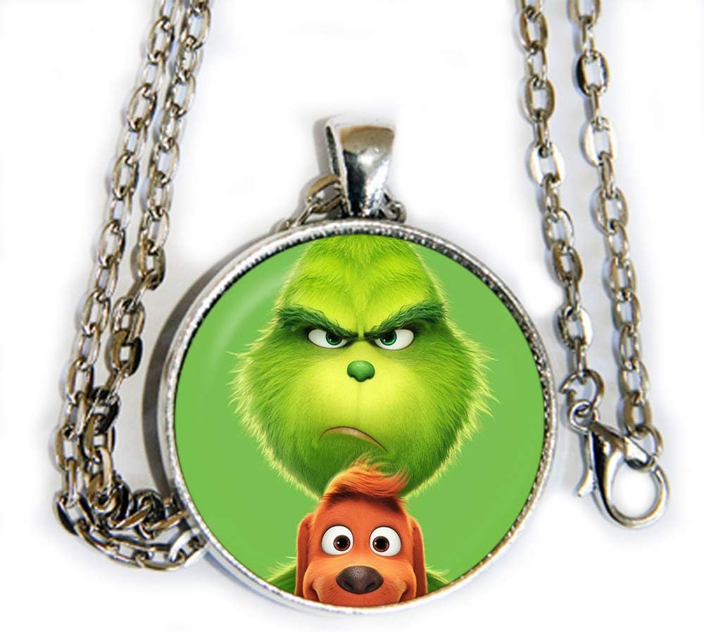 Grinch and Max 2018 movie inspired - glass cabochon photo pendant necklace - HM